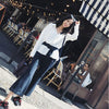 RG Korea Style Blouse Pants 2 Piece Set Business Work Office Wear White Shirt Top Stripe Black Pant Suits Autumn 2023