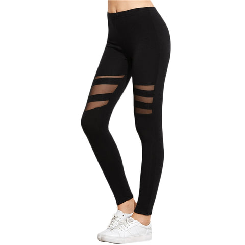 Black Mesh Insert Casual Fitness Leggings Workout Clothes Women High Quality Fashion Women 2022 Leggings