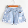 Frayed Rolled He Deni Shorts 2022 New Straight Leg Zipper Fly Female Botto Summer Blue Ripped Casual Shorts