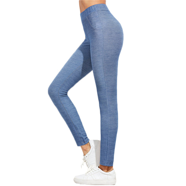 Leggings Women Winter Warm Leggings Womens Fitness Wear Winter Pants Women Blue Denim Look Skinny Leggings