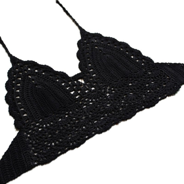 Sexy Handmade Bikini Cotton Camis Tops Boho Style Women Crochet Knitted Bralette Camisole Beach Halter Tops