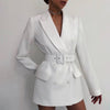 RR Spring Autumn Double Breasted Notched Blazers Women Office Lady Jackets Women Elegant Tie Belt Suit Female Ladies
