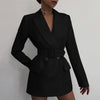 RR Spring Autumn Double Breasted Notched Blazers Women Office Lady Jackets Women Elegant Tie Belt Suit Female Ladies