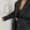 RZIV Spring and autumn  stylish women's solid color oversize big loose blazer coat