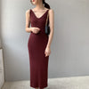 RZIV female slim casual solid color knit vest dress sling harness sweater dress big stretch
