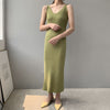 RZIV female slim casual solid color knit vest dress sling harness sweater dress big stretch