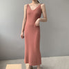 RZIV female slim casual solid color knit vest dress sling harness sweater dress big stretch