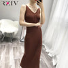 RZIV female slim casual solid color knit vest dress sling harness sweater dress big stretch