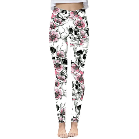 New Floral Skull Leggings Women HD Pattern Printed Leggings Woman Pants Dropship