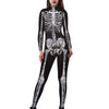 Sexy Women Bodysuit Black Golden Skull Skeleton Printed Jumpsuits One Piece Body Suits Dropship