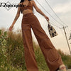 Rapcopter Brown Floral Jeans Y2K Retro Denim Pants Baggy Straight Cargo Pants Women Popular Trousers 90S Harajuku Joggers
