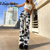 Rapcopter Cow Print Jeans Baggy Straight Cargo Trouser y2k Denim Pants Retro Joggers Women 2022 Mom Jeans Streetwear 90s