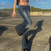 Rapcopter Low Waisted Jeans Pockets Grunge Retro Trousers Zipper Flare Mom Jeans Women Korean Casual Cargo Pants 90s