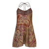 Rapcopter y2k Chiffon Printed Spaghetti Strap Dress Lace V Neck Backless Sexy Mini Dress Boho Frill Cute Short Dress Women Party