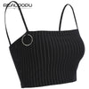 Realpopu Casual Striped Camisole Fem Slash Neck Ladies Streetwear Crop Top Chic Ring Straps Bodycon Black Skinny Camis Summer