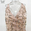 Gold Sequin Sundress 2022 New Clothing Women Sexy Backless Split Luxury Sequined Tassel Party Club Wear Maxi HL Dress