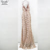 Gold Sequin Sundress 2022 New Clothing Women Sexy Backless Split Luxury Sequined Tassel Party Club Wear Maxi HL Dress