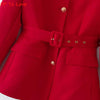 Red Elegant Blazer Chic Street Single Breasted Belt Women's French Round Neck Long Sleeve Outer FP To Love