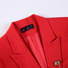Red Jacket Women Mid Length Temperament Casual Sashes Long Sleeve Blazer Office Ladies Foraml Slim Work Coat