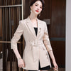 Red Jacket Women Mid Length Temperament Casual Sashes Long Sleeve Blazer Office Ladies Foraml Slim Work Coat