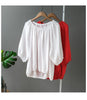 Red Off Shoulder Street Tops Woman Summer 2022 New Solid Loose Casual Blouses Slash Neck Female Plus Size Shirts White