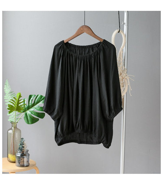 Red Off Shoulder Street Tops Woman Summer 2022 New Solid Loose Casual Blouses Slash Neck Female Plus Size Shirts White