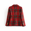 Red Tweed Plaid Blazers and Mini Dress 2023 Spring Women Patchwork Chic Blazers Cotton Jacket Suits Cool Girls Plaid Clothing