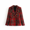 Red Tweed Plaid Blazers and Mini Dress 2023 Spring Women Patchwork Chic Blazers Cotton Jacket Suits Cool Girls Plaid Clothing