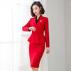Red Women Blazers 2022 Uniform For Office Ladies Skirt Suits For Work Korean Women Business Suit Women Suits Office Sets DD2039