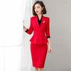 Red Women Blazers 2022 Uniform For Office Ladies Skirt Suits For Work Korean Women Business Suit Women Suits Office Sets DD2039