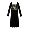 Retro Black Midi Dresses for Women Flower One Piece Dress Korean 2022 Autumn Slim Evening Party Velvet Dress Female Cute Y2k