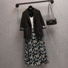 Retro Blazer And Skirt Set Plus Size Women's 2022 Spring Summer Casual Suit Jacket Printed Floral Skirt 2 Piece Lady Outfit M16