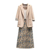 Retro Blazer And Skirt Set Plus Size Women's 2022 Spring Summer Casual Suit Jacket Printed Floral Skirt 2 Piece Lady Outfit M16