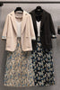 Retro Blazer And Skirt Set Plus Size Women's 2022 Spring Summer Casual Suit Jacket Printed Floral Skirt 2 Piece Lady Outfit M16