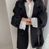 Retro Blazer Women Elegant Coat Oversize Blazer High Street Jacket Casual Solid Women Suit Coat Long Sleeve Veste Femme