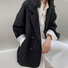 Retro Blazer Women Elegant Coat Oversize Blazer High Street Jacket Casual Solid Women Suit Coat Long Sleeve Veste Femme