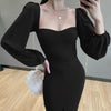 Retro Court Style Bubble Sleeve Dress Women's European and American  Design Temperament Split Skirt
