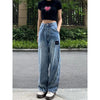 Retro Design Blue Ladies Jeans Y2k Straight And Thin Loose High Waist Wide Leg Mopping High Street Pants Autumn 2022