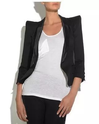 Retro Fashion Padded Shoulder Women Celebrity Short Design Suit Jacket, Elegant Three-quater Sleeve Jacket