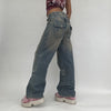 Retro Grunge Denim Jeans Women Fairycore Chic High Waist Trousers Vintage Casual 90s Cute Baggy Cargo Pants Cuteandpsycho