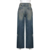 Retro Grunge Denim Jeans Women Fairycore Chic High Waist Trousers Vintage Casual 90s Cute Baggy Cargo Pants Cuteandpsycho