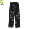 Retro High Waist Straight Jeans Women Spring And Autumn Street Print Wide Leg Pants Loose Y2K Harajuku Jeans Female