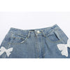 Retro High Waist Women's Straight Jeans 2022 Autumn Bow Stitching Loose Harajuku Wide Leg Denim Trousers Female