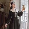 Retro 2022 Autumn Winter  Peter Pan Collar Long Sleeve Women Long Cotton Dress