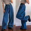 Retro Jeans Women Harajuku Vintage Wide Leg pants BF Style Chic College Teens Streetwear All-match Loose Femme Trousers