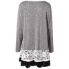 Retro Lace Trim Layered Tunic Knitwear Women Pullover Long Sleeve O-Neck Marled Casual Loose Jumper Autumn Knitted Sweater Tops