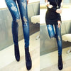 Retro Lady Skinny Slim Distressed Stretchy Jeans Leggings Jegging Pants