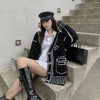 Retro Loose Graffiti Cardigan Knitted Jacket Long V Neck Autumn Winter Knitted Sweaters Tops Solid Casual Pull White Black Coats