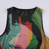 Retro Painting Print Crop Tank Top Vintage Mesh Slim Crew Neck Tops Women Girl Aesthetic Tee Sleeveless Vest Crop Summer