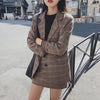 Retro Plaid Blazer Set Single-breasted Jacket Pencil Skirt 2 Pieces Skirt Suit Female Office Ladies Blazer Suit Skirt Set Plaid